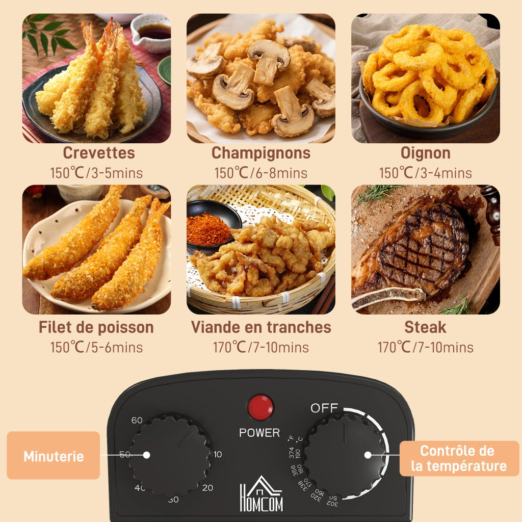 Friggitrice 5L con Controllo Temperatura e Timer ¨C Xylo ¨C 2000W Cestello Rimovibile Finestra Visione
