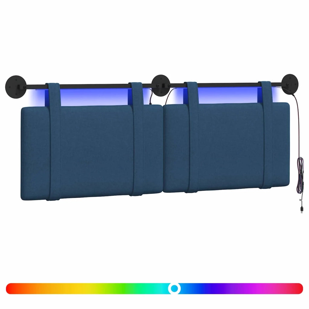 Testiera | Testata sospesa Con luce LED Blu Tessuto