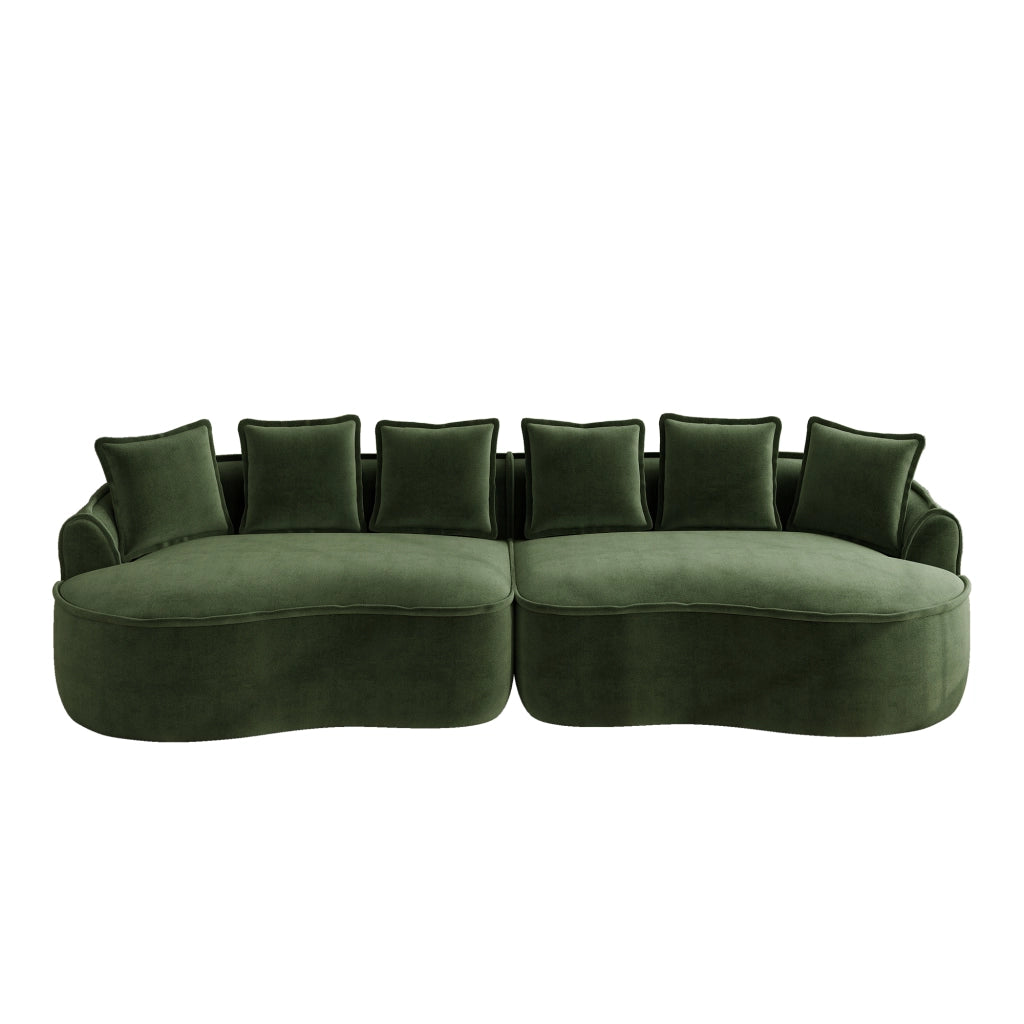 Divano 4 Posti in Tessuto Chenille con Cuscini ¨C MINIMAL ¨C Verde