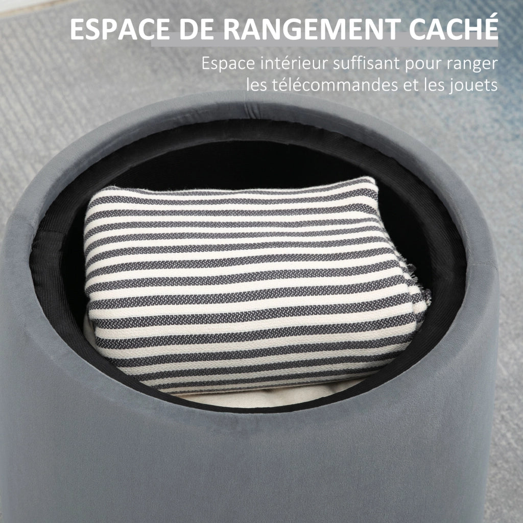 Pouf ¨C Minimal ¨C Grigio, Velluto, ?44x47.5cm