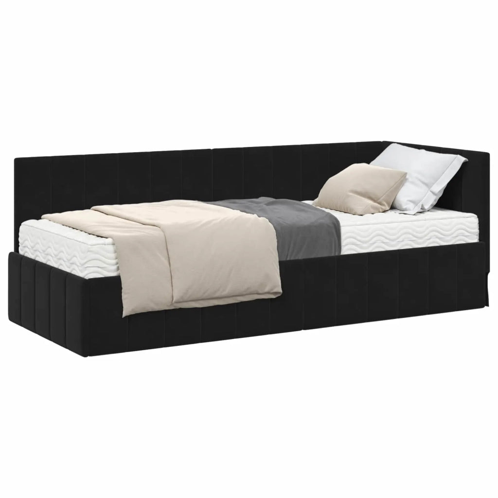 Struttura Letto Angolare con Materasso 2 pcs Nero Velluto 3393843