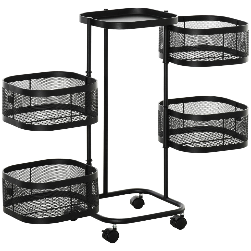 Carrello Multilivello con Cestelli ¨C Minimal ¨C 33x33x77 cm Nero