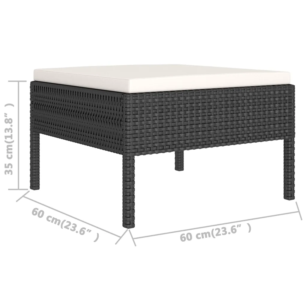 Set Divani da Giardino 10 pz con Cuscini in Polyrattan Nero 3094576