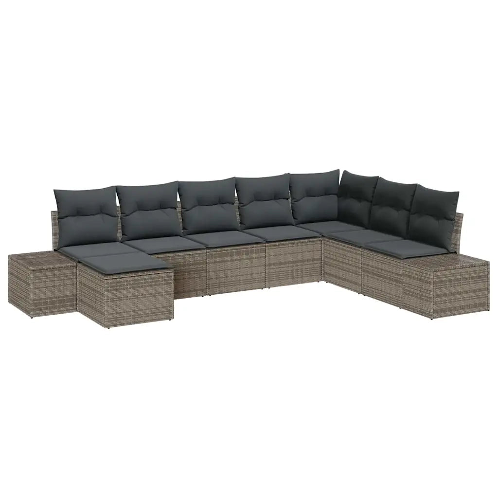 Set Divano da Giardino con cuscino 8 pcs Grigio polyrattan 3355848