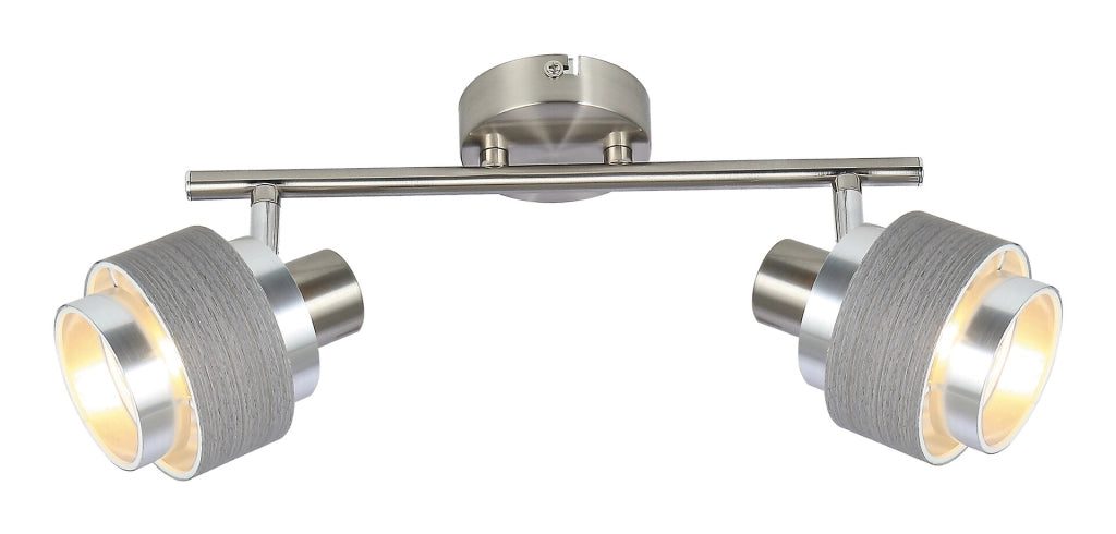 Faretto doppio Basil Rabalux cromato rovere grigio E14 2x10W
