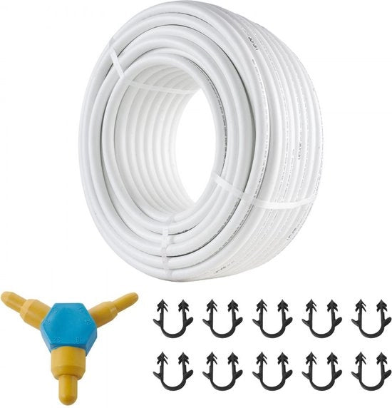 Tubo composito in alluminio, tubo composito a più strati in alluminio, 50 m, bianco, tubo PEX, tubo composito a più strati in alluminio, tubo MV, tubo a più strati, ideale per riscaldamento radiante e connessione radiatore.