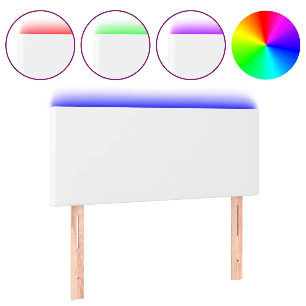 Testiera Bianco a LED 100x5x78/88 cm in Similpelle 3121417