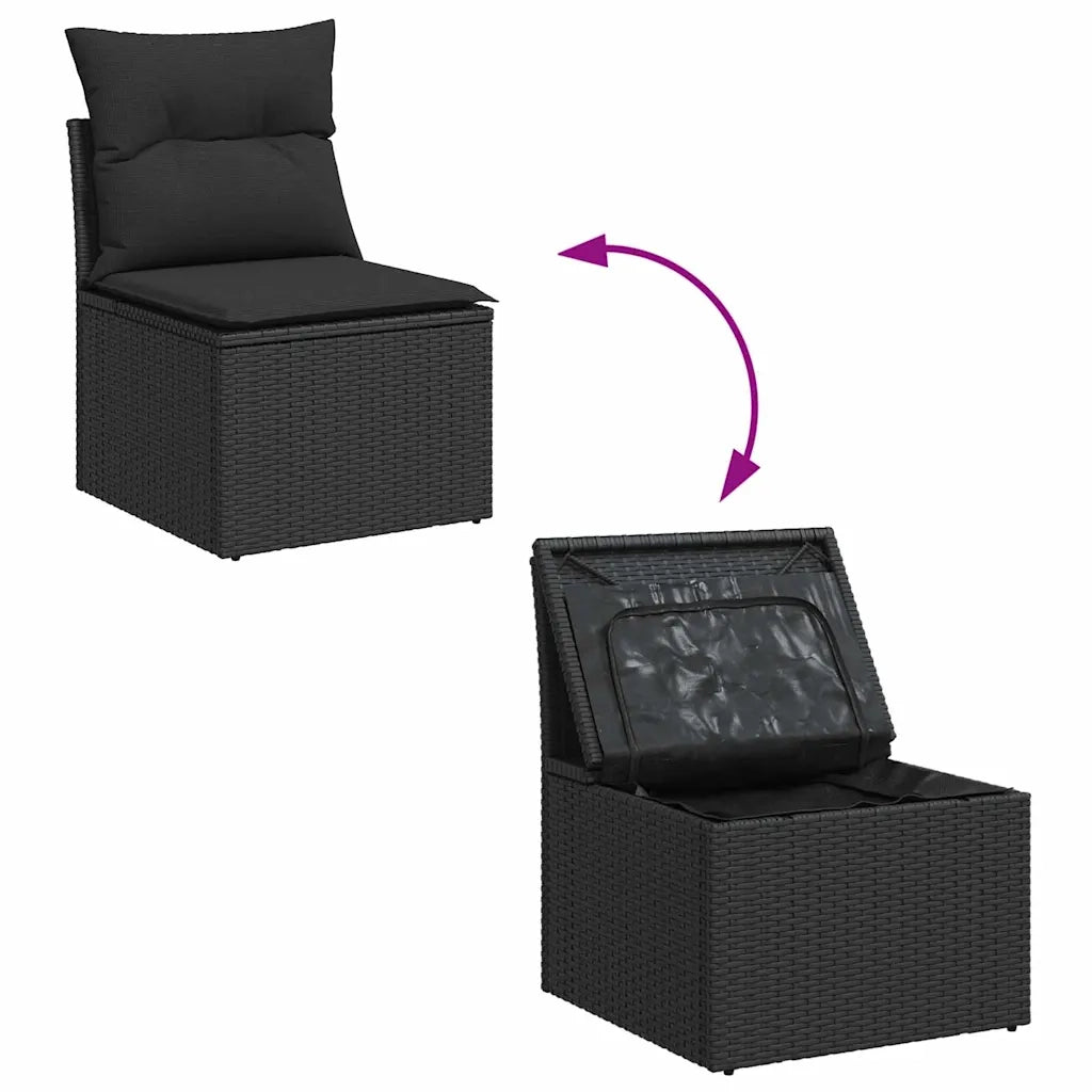 Set Divano da Giardino con cuscino 5 pcs Nero polyrattan 3355602