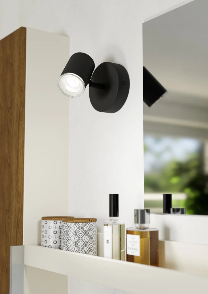 Spot Moderno Consuma 1 Acciaio Nero 1 Luce Gu10 Ip44