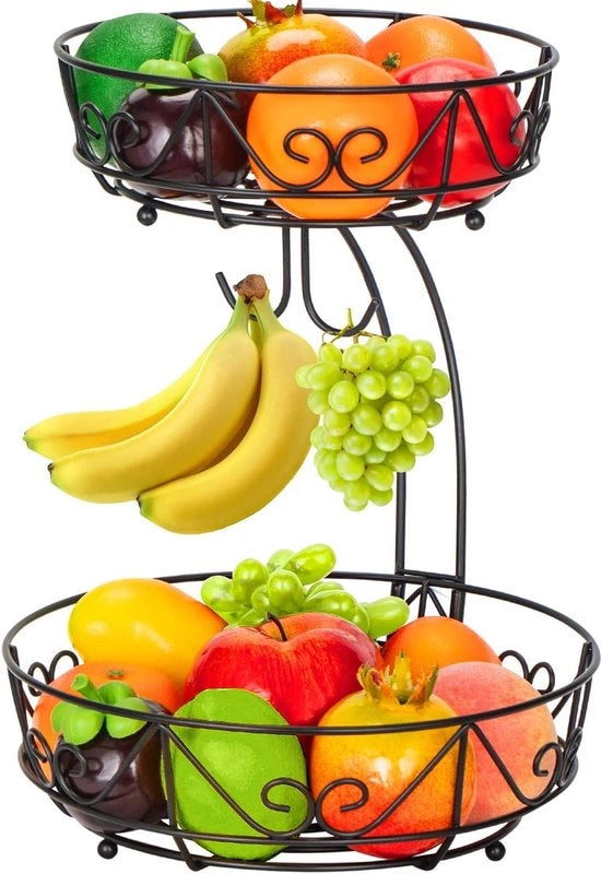 Fruitiera metallica moderna per risparmio di spazio - 3 livelli frigorifero per frutta torta dolci verdure Fruitscala