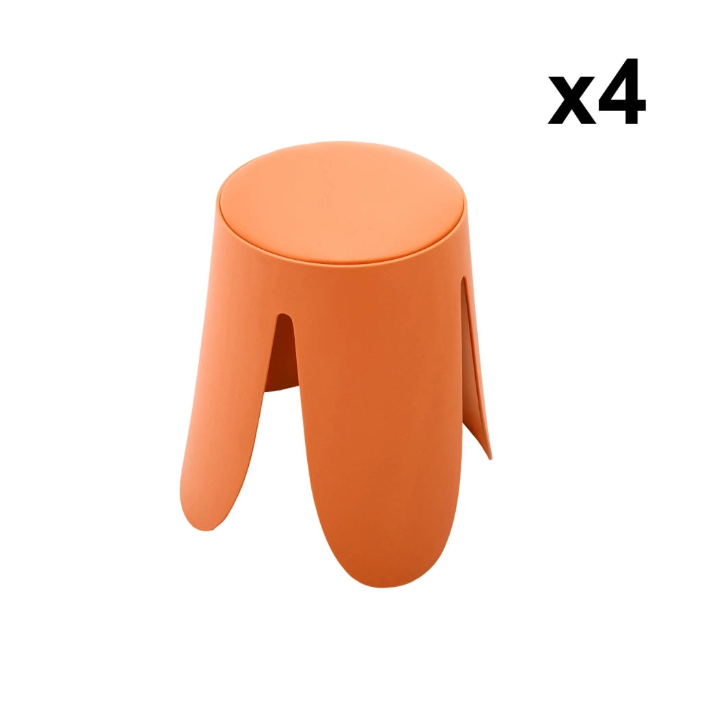 Set 4 sgabelli impilabili in ecopelle, arancione