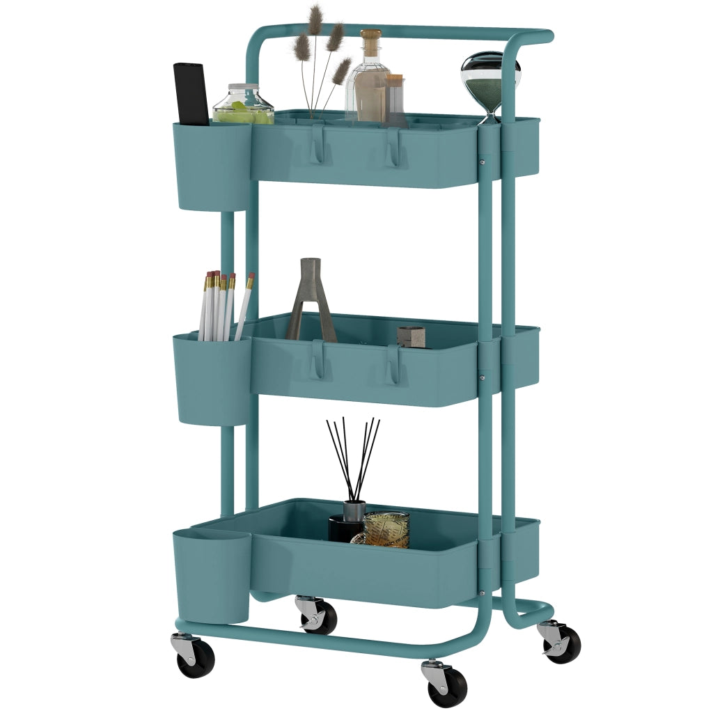 Carrello Multiuso con Cassetti e Ganchi ¨C Minimal ¨C 42x38x86,5 cm Verde