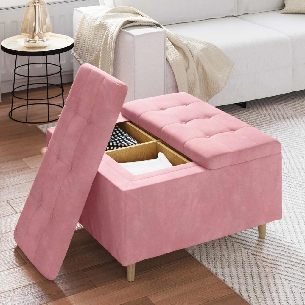 Pouf contenitore con cuscino Rosa 80 x 80 x 45 cm Velluto 876843