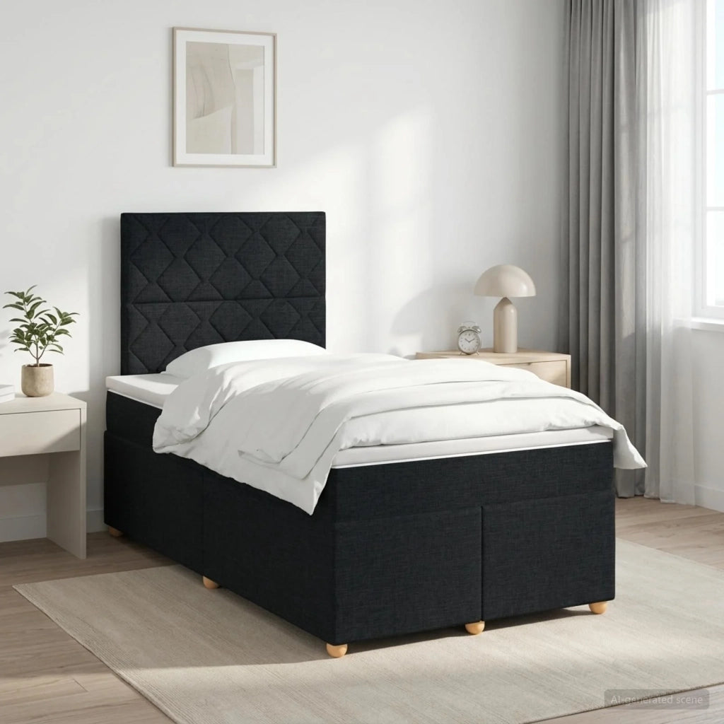 Letto box spring con materasso Nero 120 x 190 cm Tessuto 3453846