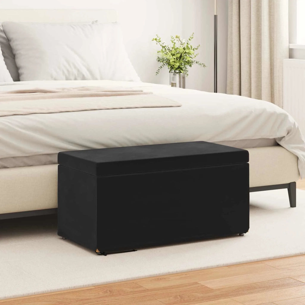 Pouf Nero 81 x 41 x 40 cm Velluto e Legno Ingegnerizzato 876784