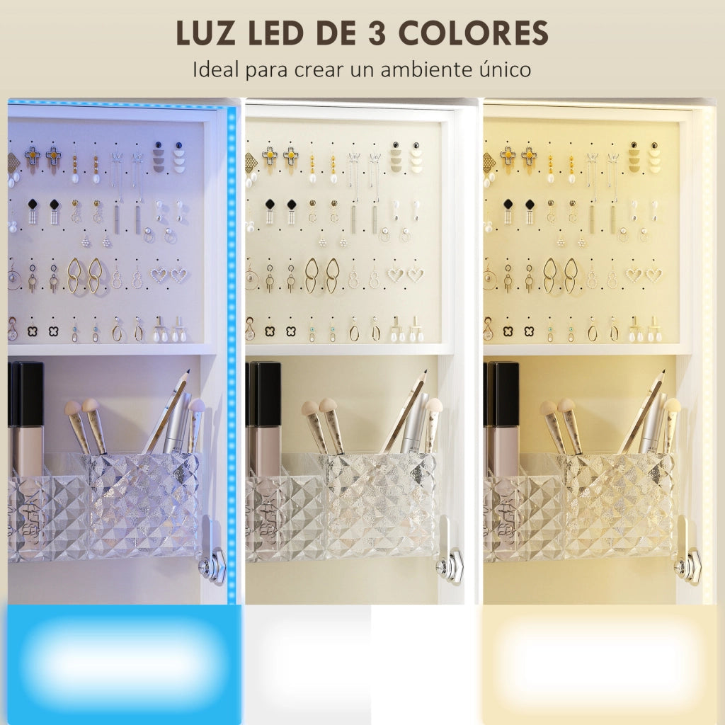 Armadio Specchio con Luci LED e Giro 360¡ã ¨C Minimal ¨C Bianco Beige