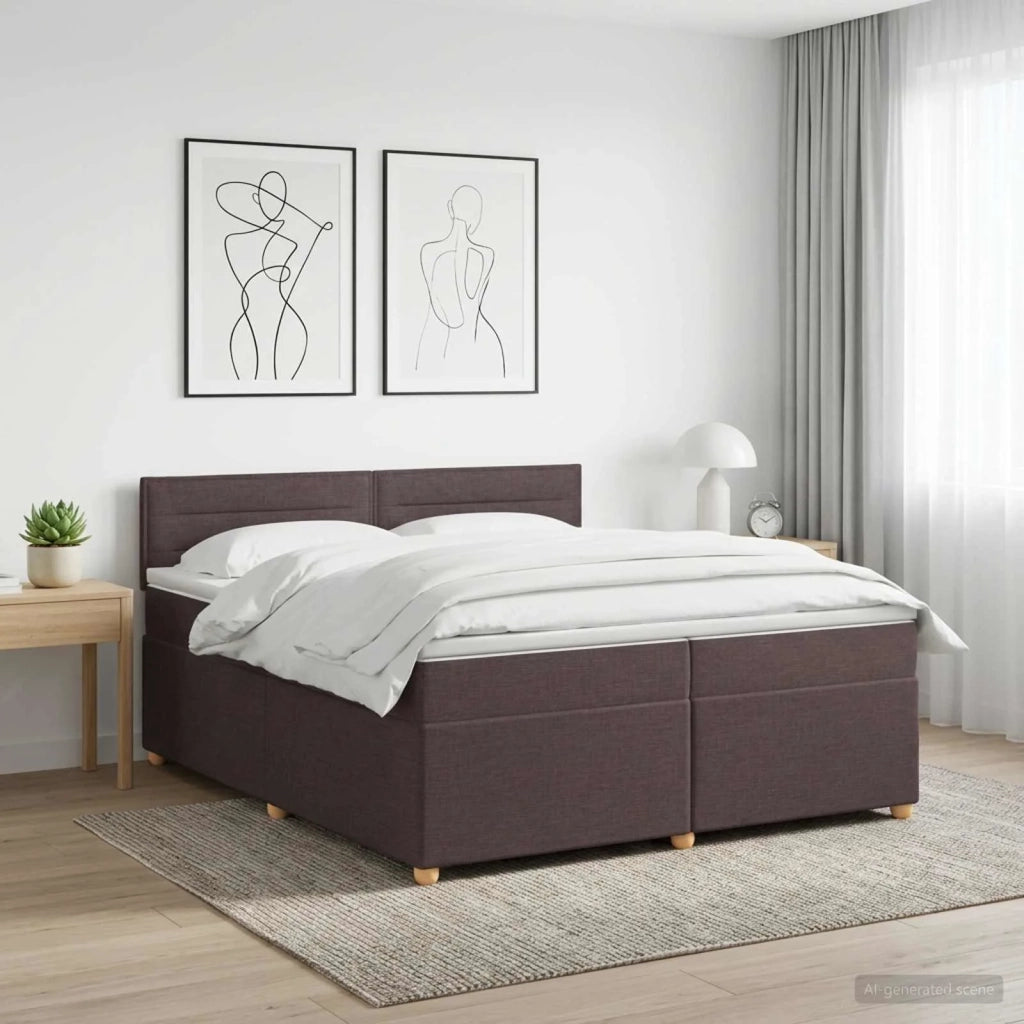 Letto box spring con materasso Marrone Scuro 200 x 200 cm 3451031