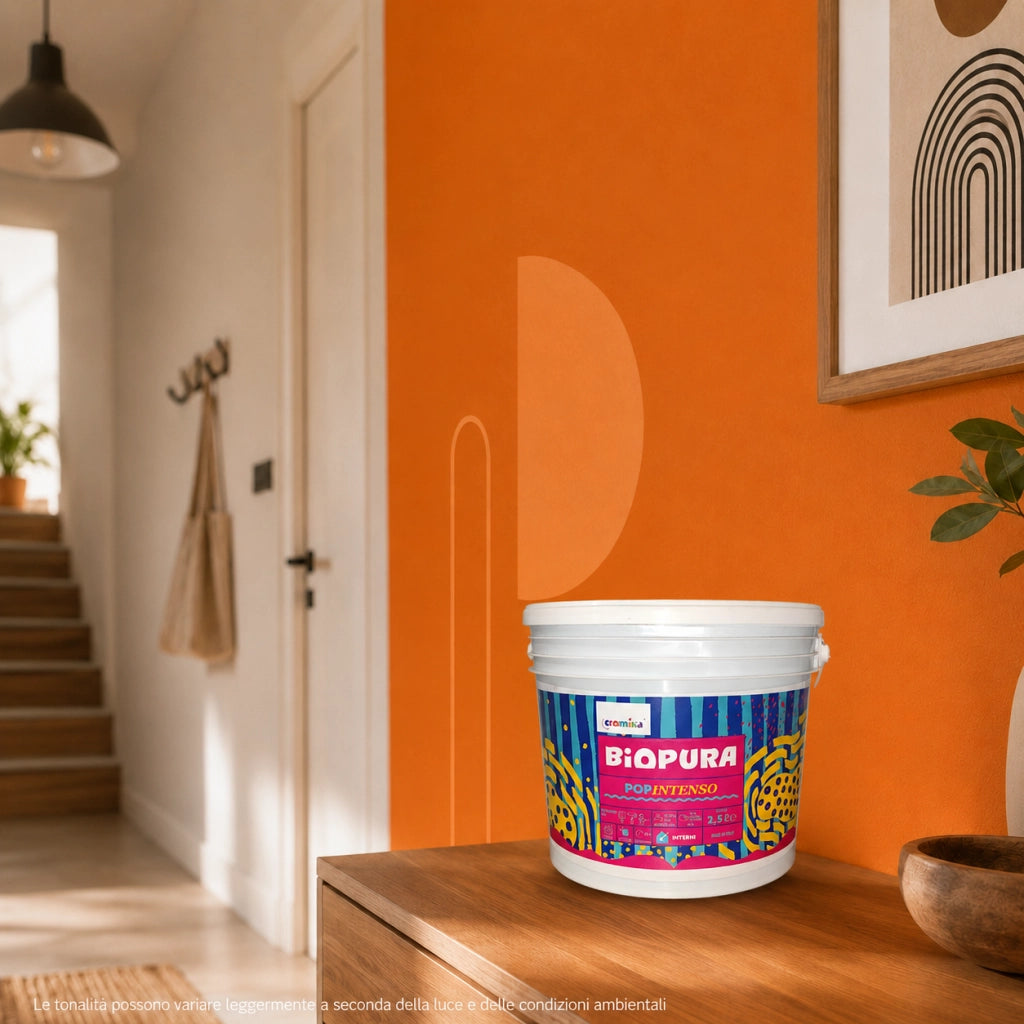 Popintenso palestra e decori interni pittura murale lavabile e coprente cromika *** formato 2.5 lt, colore- arancio s...