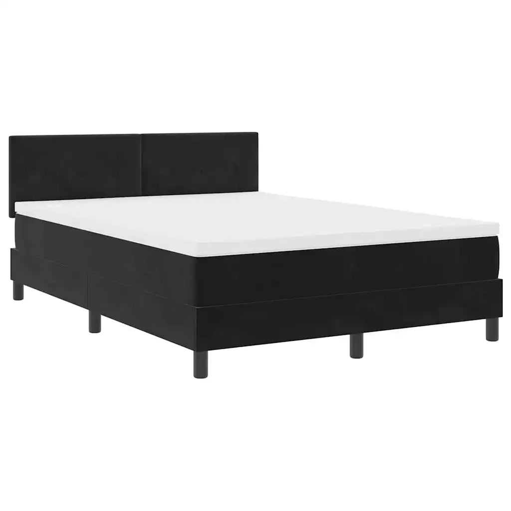 Letto a molle con materasso Nero 140 x 190 cm Velluto 3339172