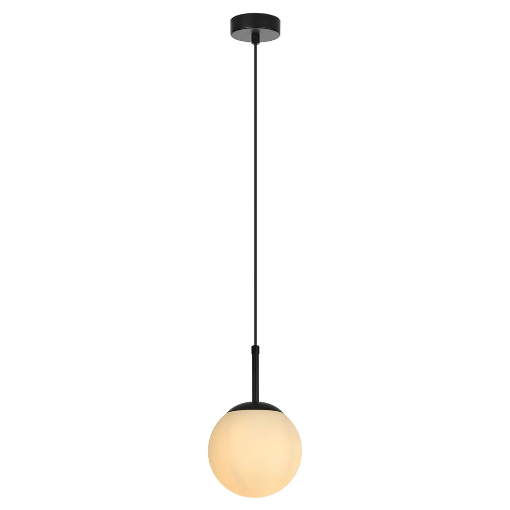 Lampada a sospensione Dorado sfera vetro bianca nera E14