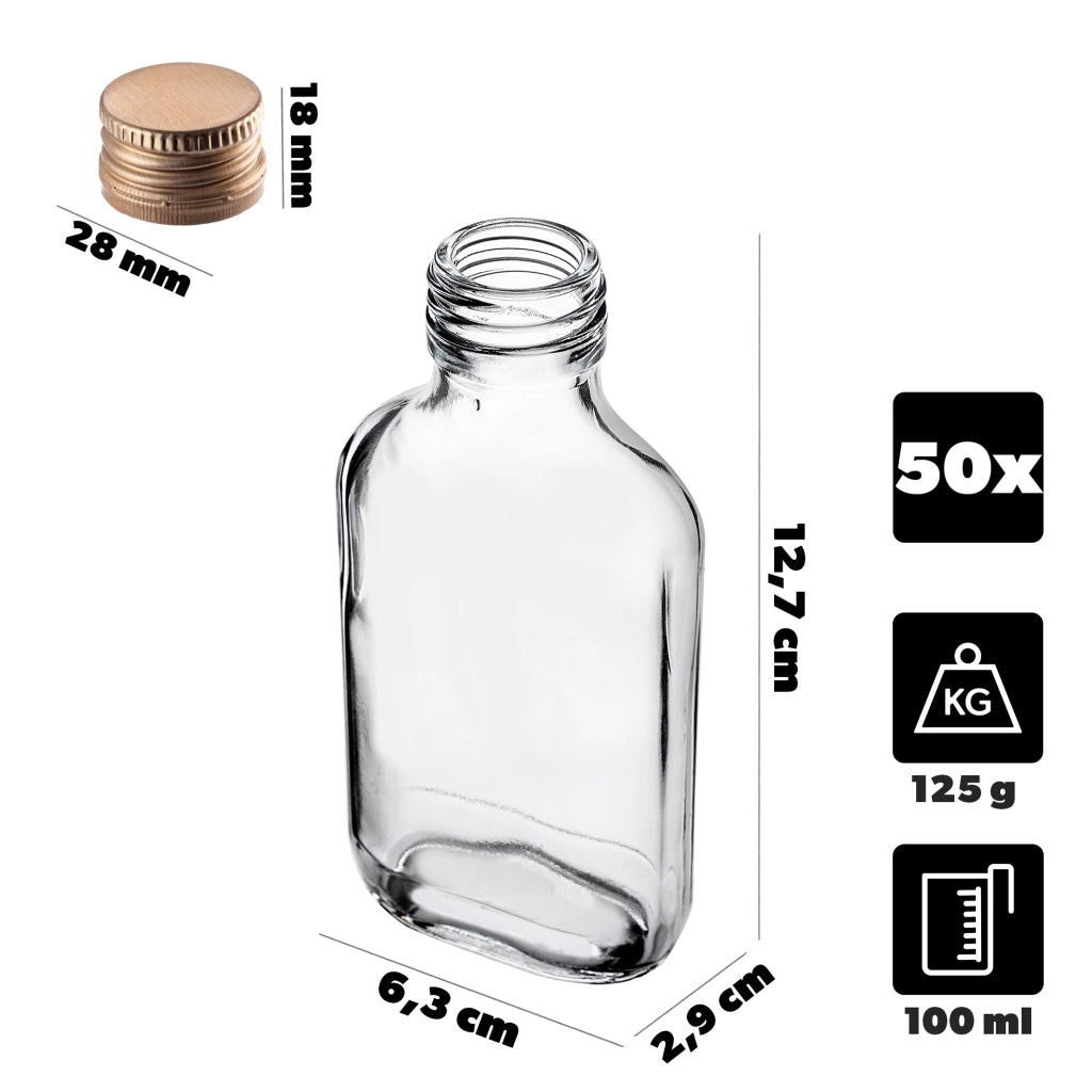 KADAX Flask Bottle 100ml Con Tappo Oro 50pz.