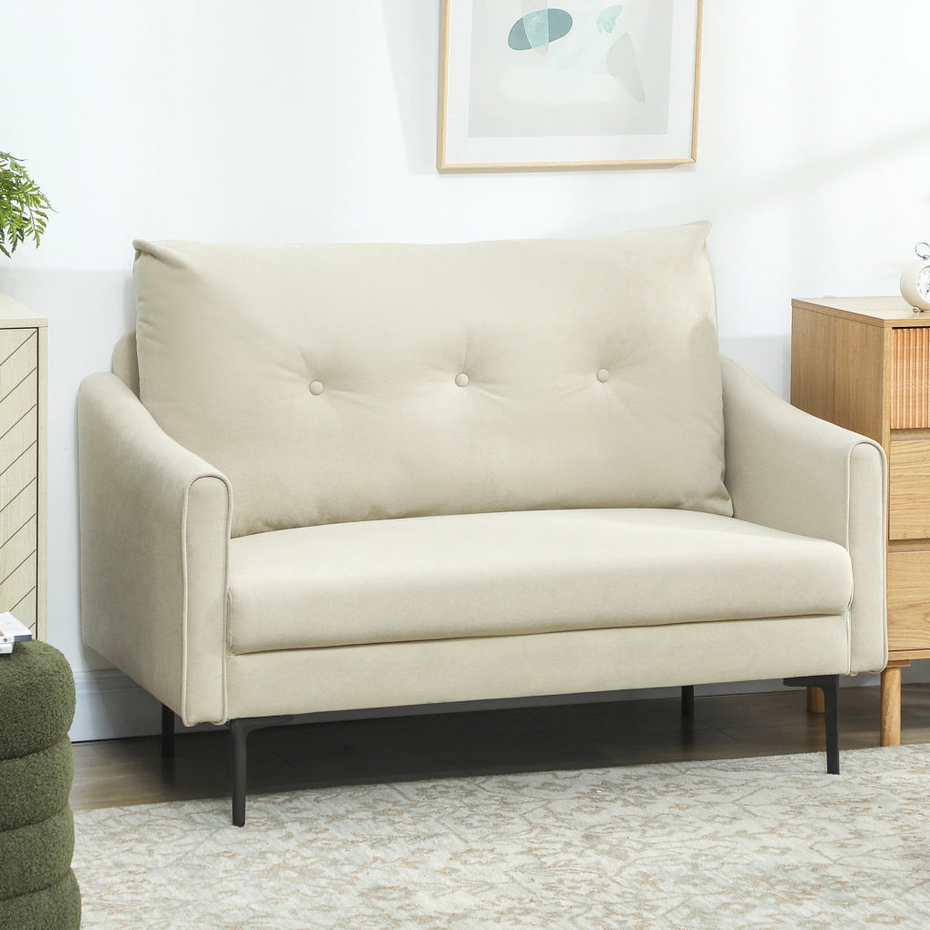 Divano 2 posti imbottito ¨C Minimal ¨C crema metallo