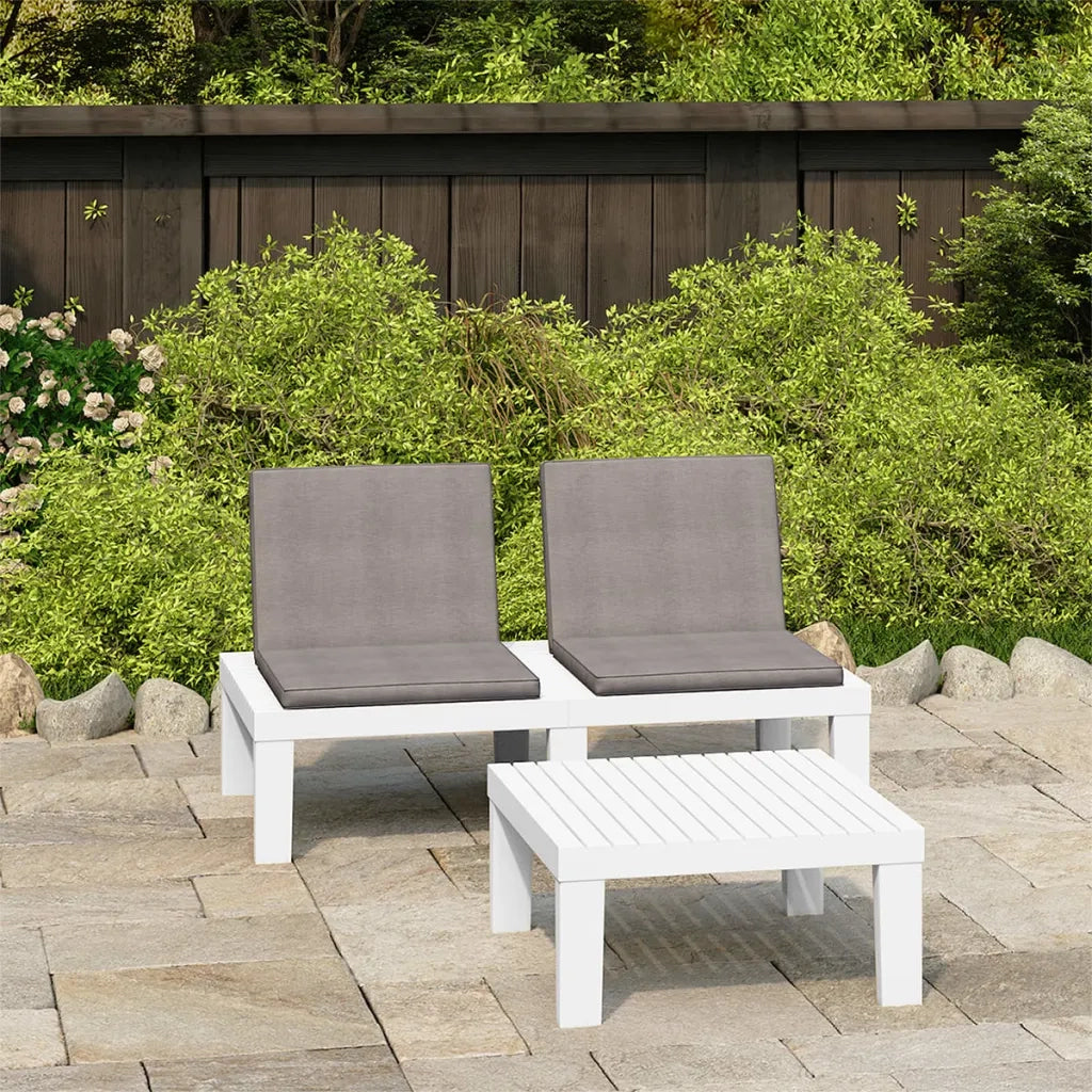 Set Divani da Giardino con Cuscini 2 pz in Plastica Bianco 315852