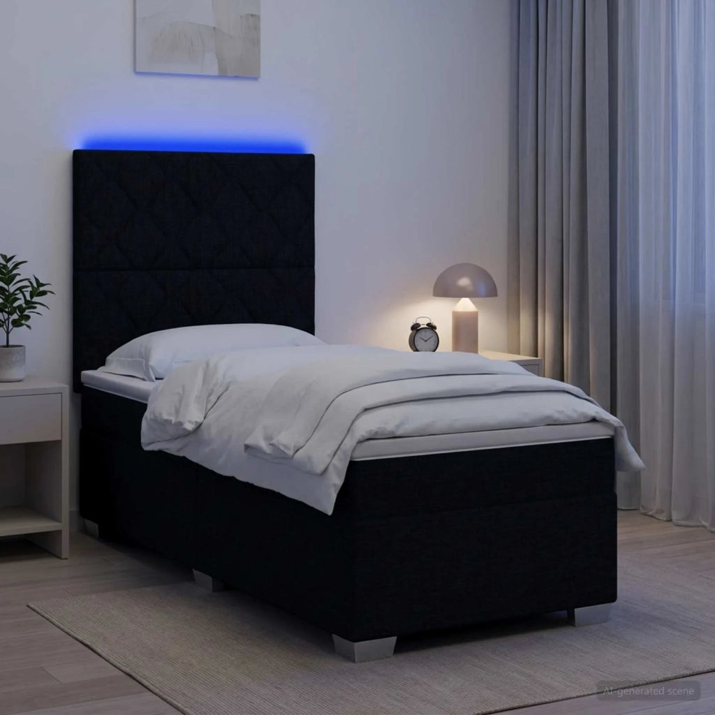 Letto box spring con materasso Nero 100 x 200 cm Tessuto 3454812