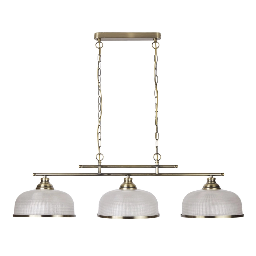 Lampadario Rustico Bistrot Ii Acciaio Ottone Vetro Trasparente 3 Luci E27