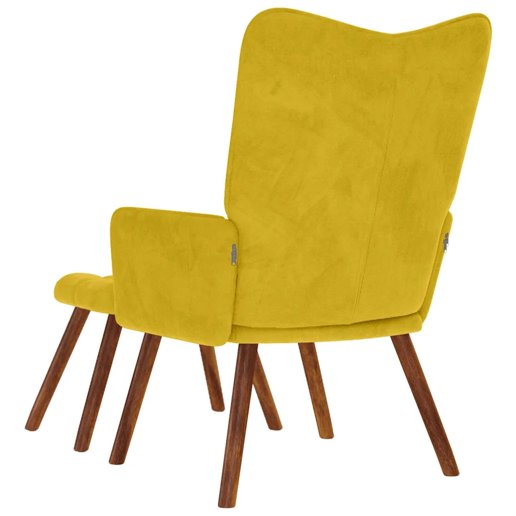 Poltrona Relax | Sedia Relax con Sgabello in Velluto Giallo