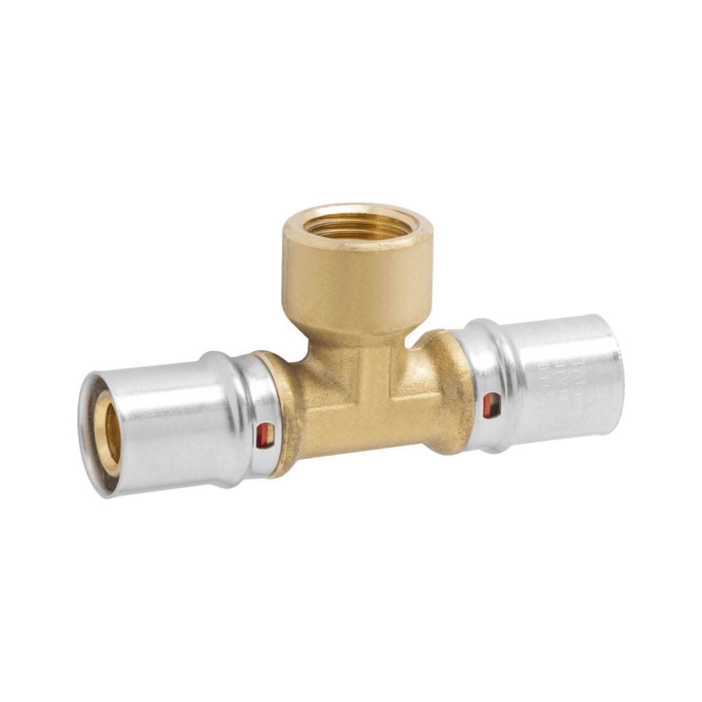 RACCORDO A T FEMMINA A PRESSARE PER TUBO MULTISTRATO MODELLO AP132 - 3/4 ø26X3  - APE