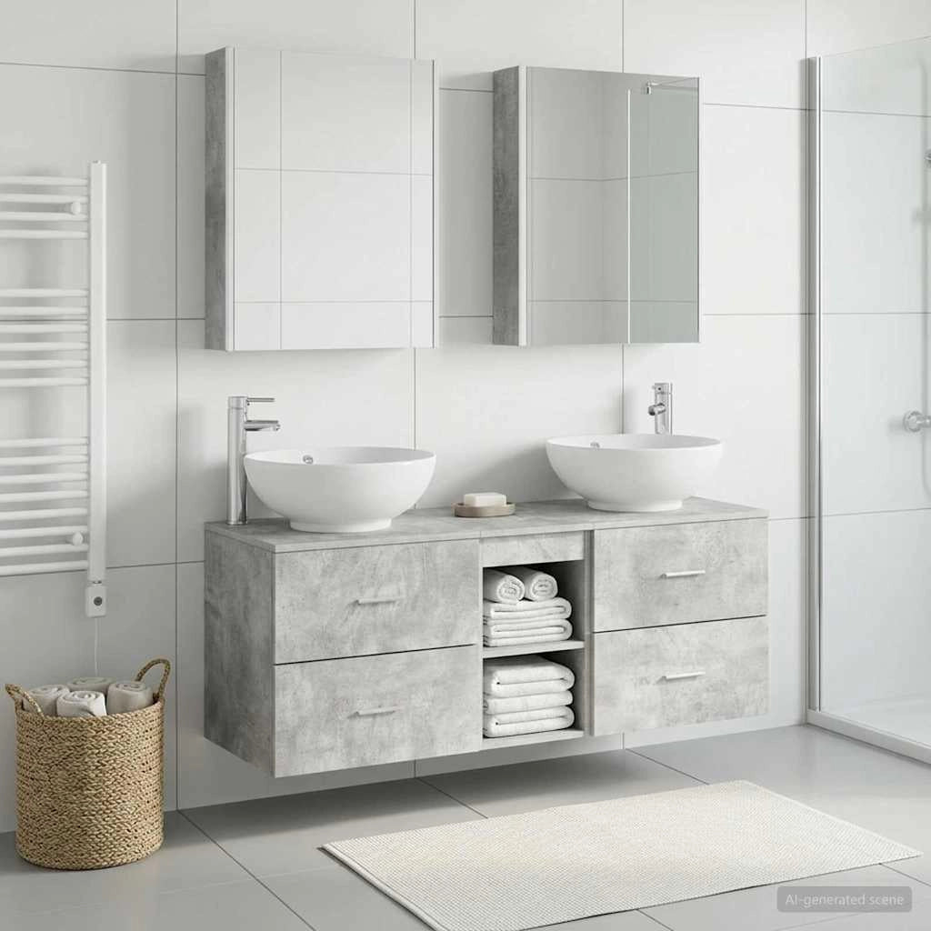 Set di mobili per il bagno 5 pz Grigio Cemento 3406970
