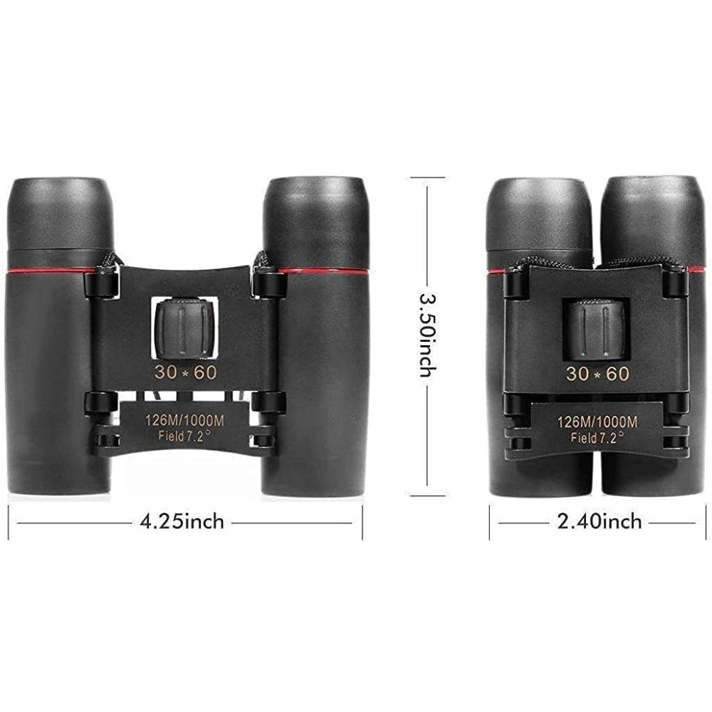 Trade Shop - Mini Binocolo Cannocchiale Zoom 30 X 60 Visione Diurna E Notturna Pieghevole -
