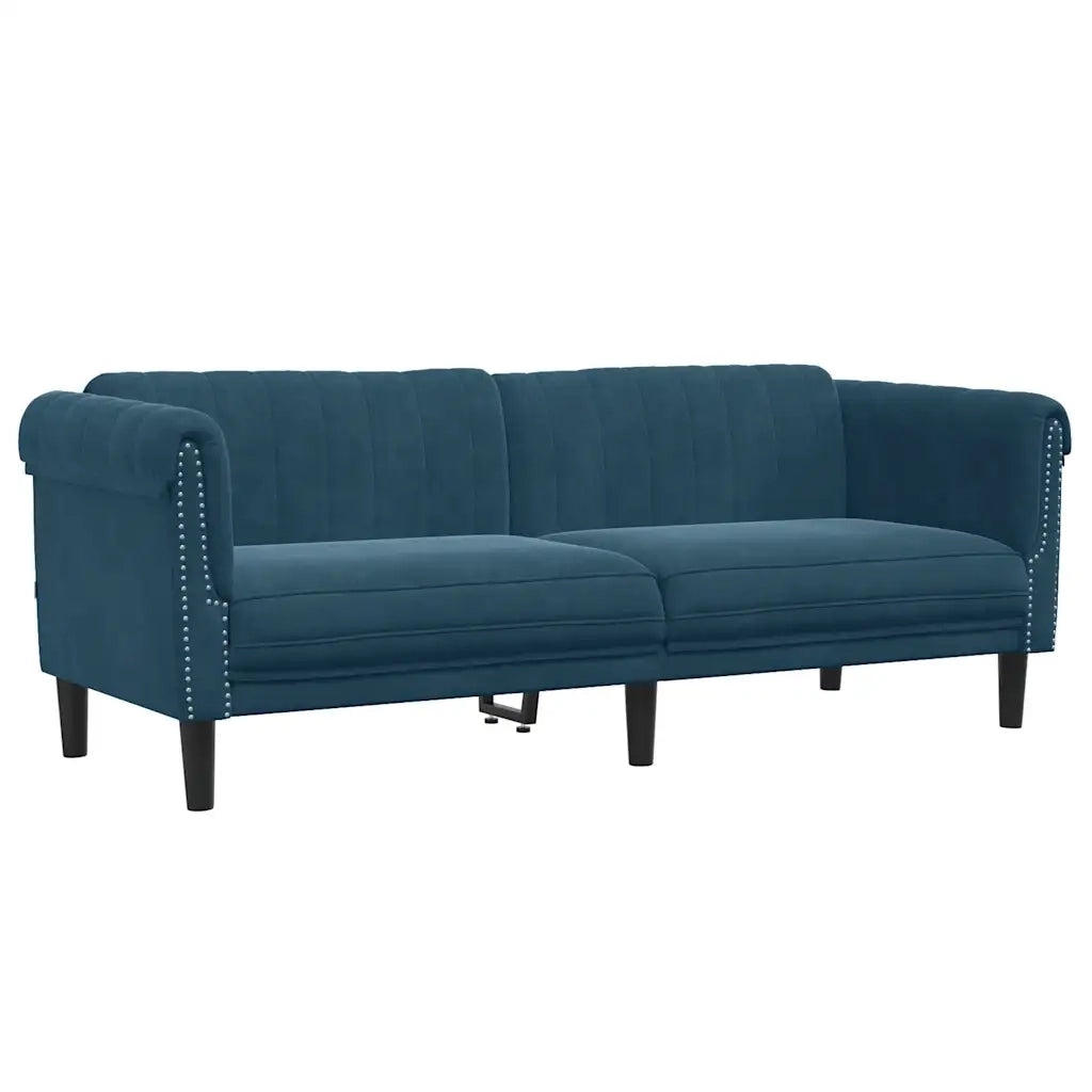 Set di Divani 3 pz Blu in Velluto