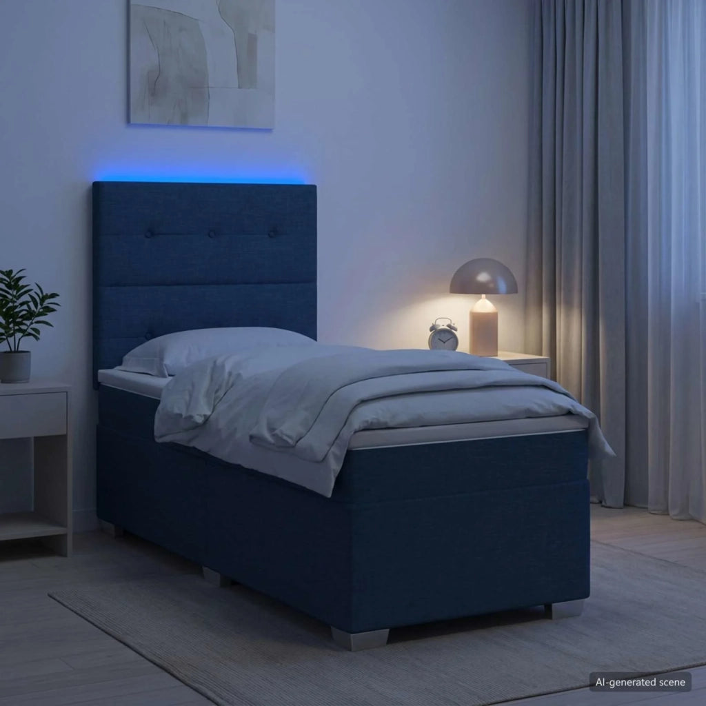 Letto box spring con materasso Blu 100 x 200 cm Tessuto 3454809