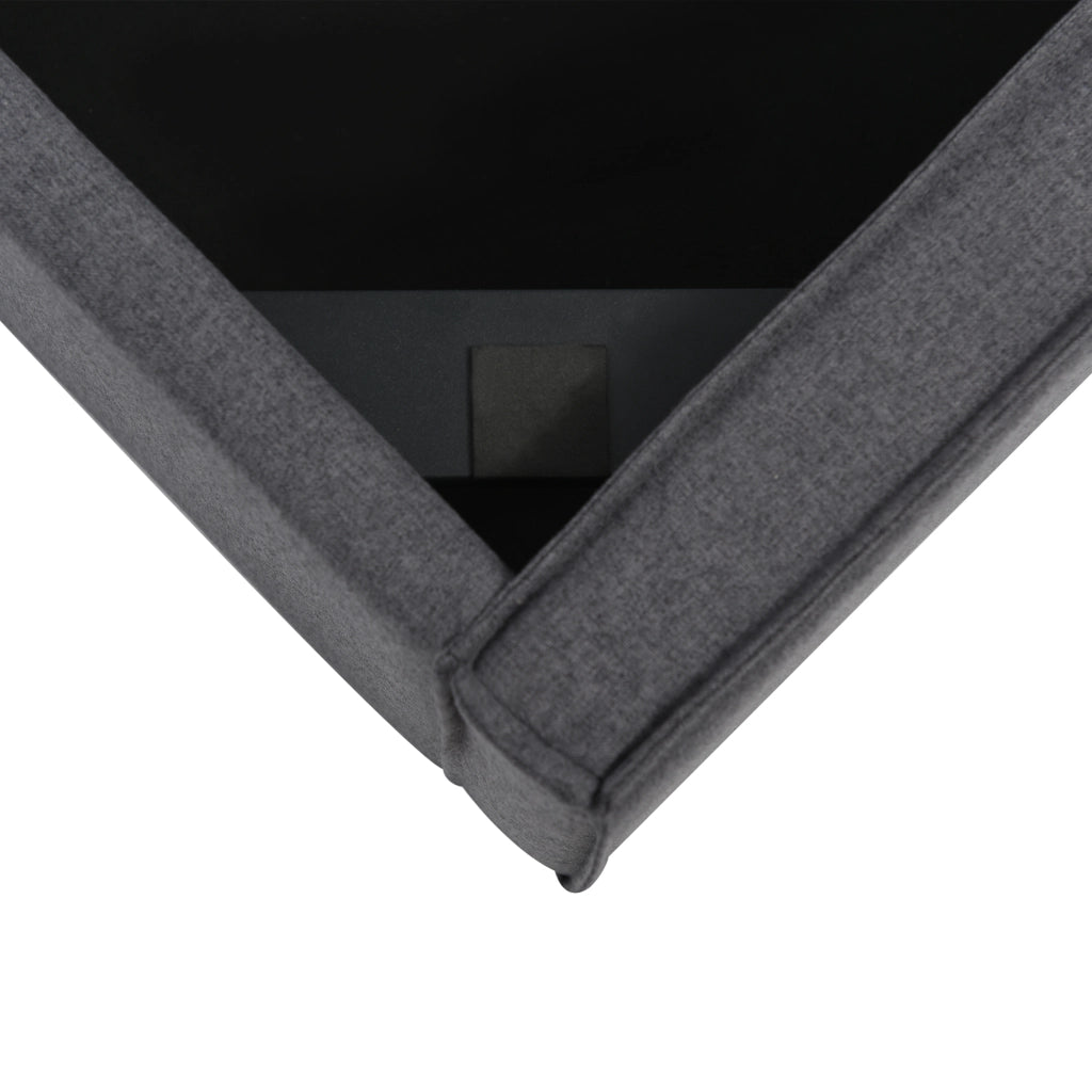 LETTO Imbottito 140x200 cm Grigio con contenitore e rete sollevabile