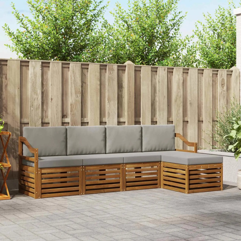 Set divani con cuscino 5 pcs Grigio Naturale e Chiaro 3374666