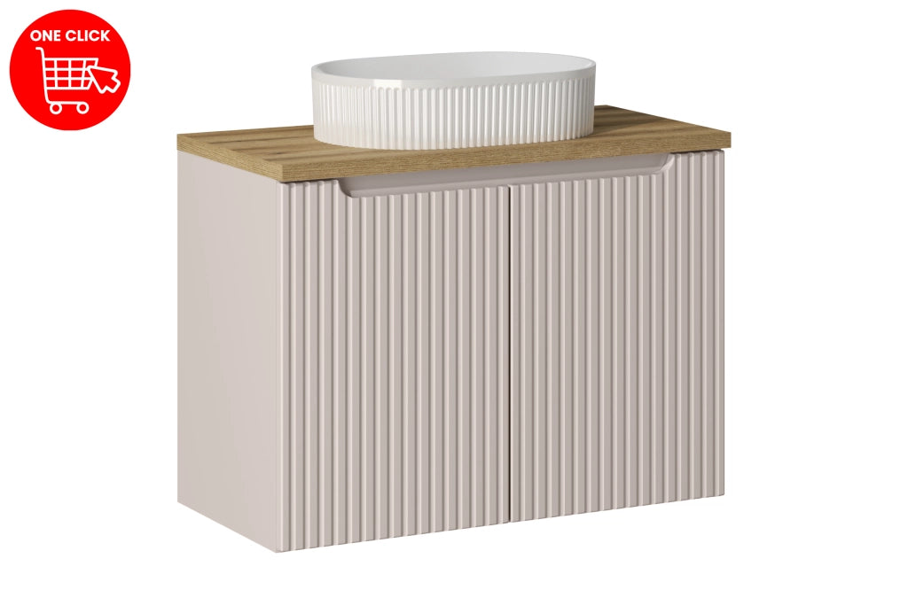 Set mobili bagno 80 cm con piano e lavabo da appoggio Beyond Nova Cashmere 80 x 1401 x 40 cm