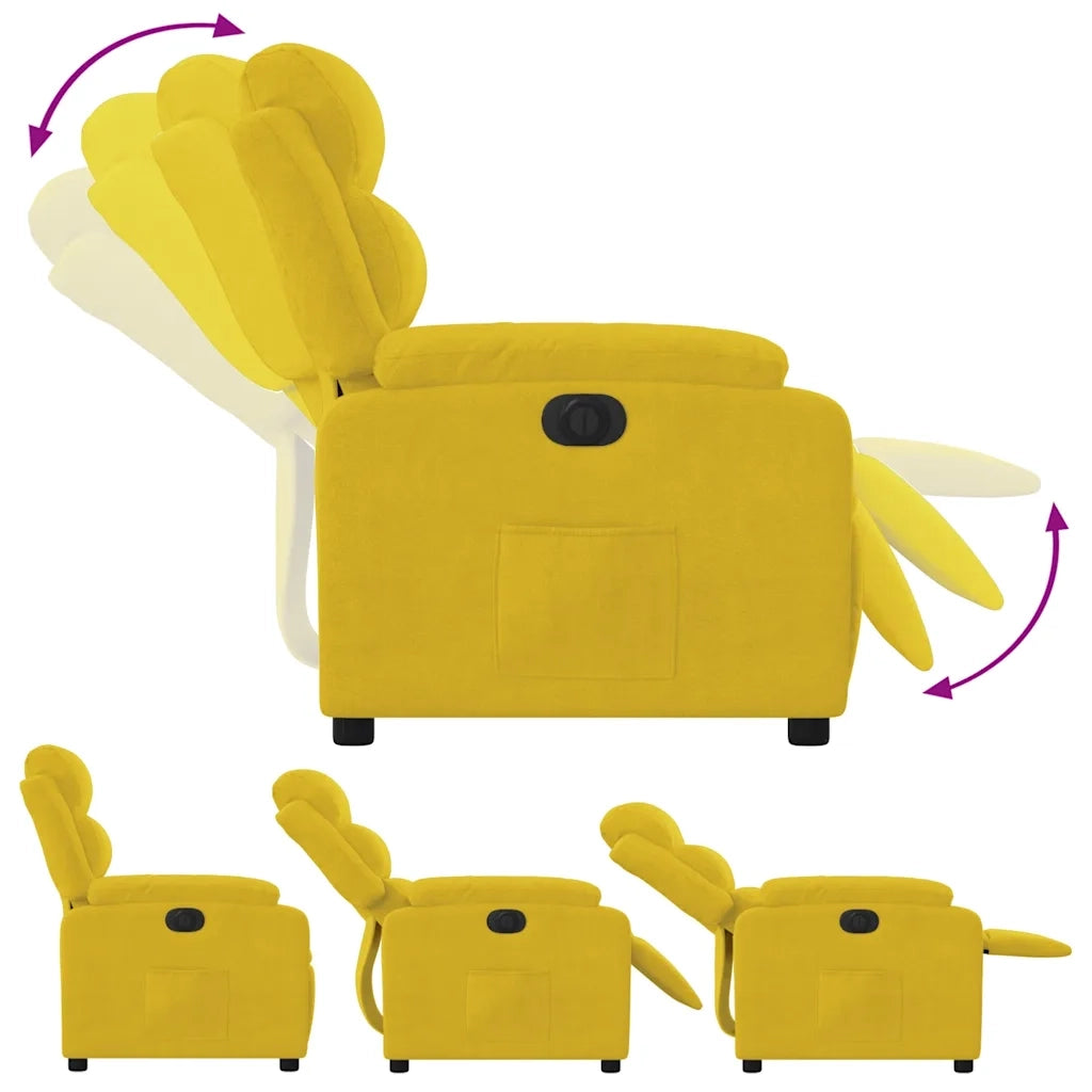 Poltrona Reclinabile Elettrica Gialla in Velluto 3205077