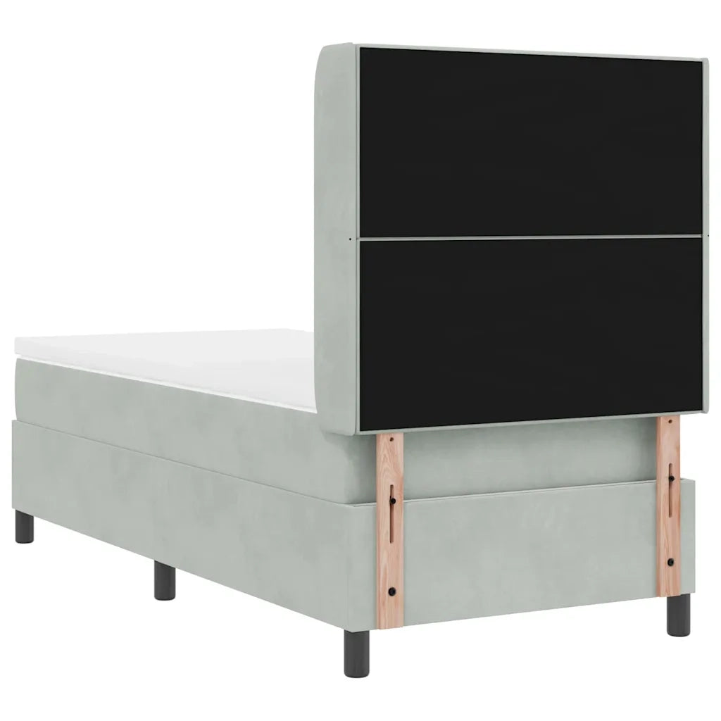 Letto a molle con materasso Grigio chiaro 90 x 190 cm Velluto