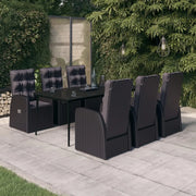 Set da Pranzo da Giardino 7 pz con Cuscini Nero 3099495