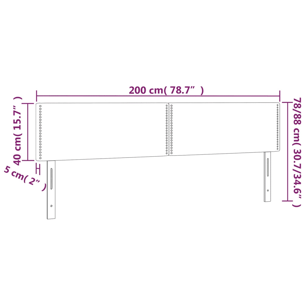Testiera a LED Nera 200x5x78/88 cm in Tessuto 3121496