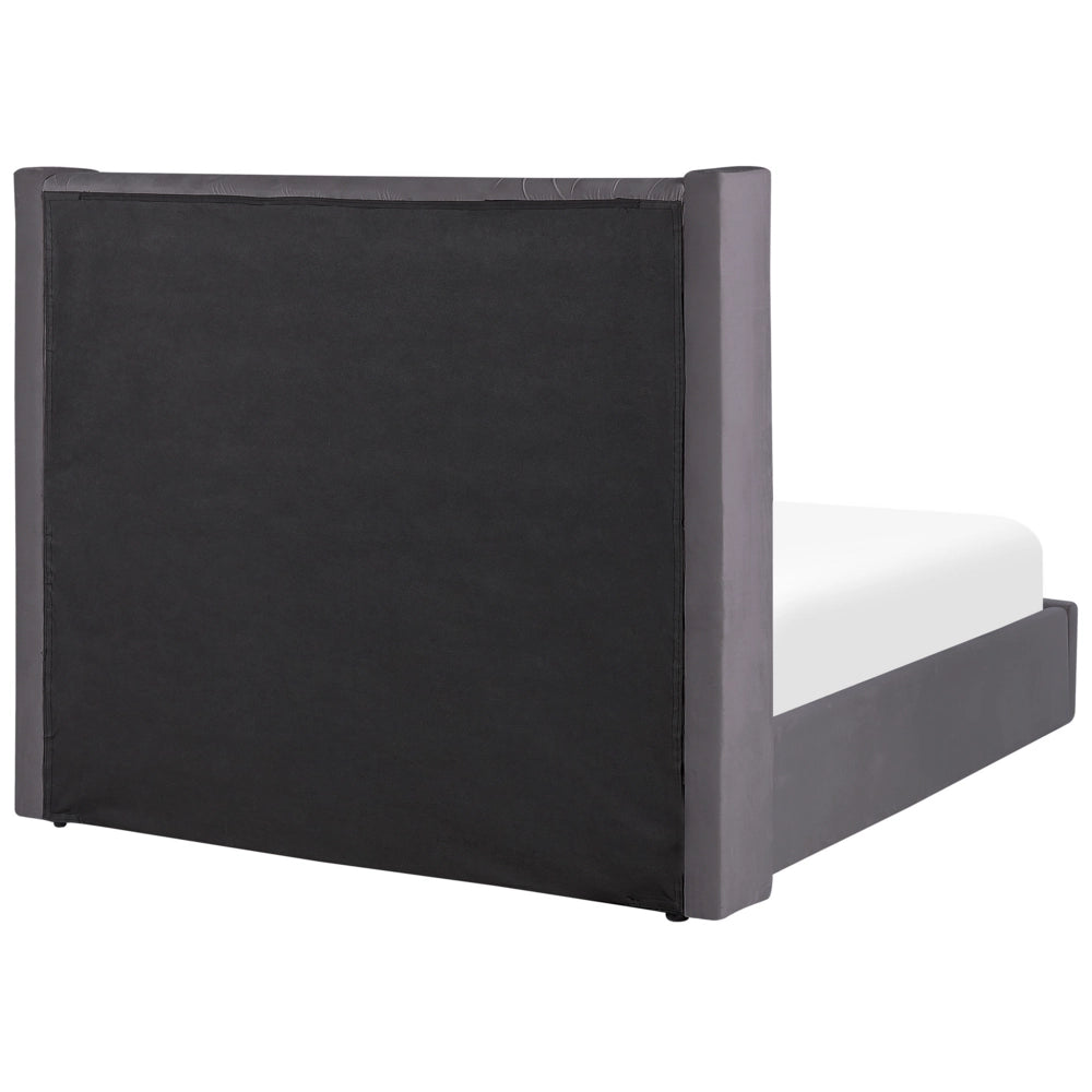 Letto contenitore velluto grigio e argento 140 x 200 cm glamour elegante