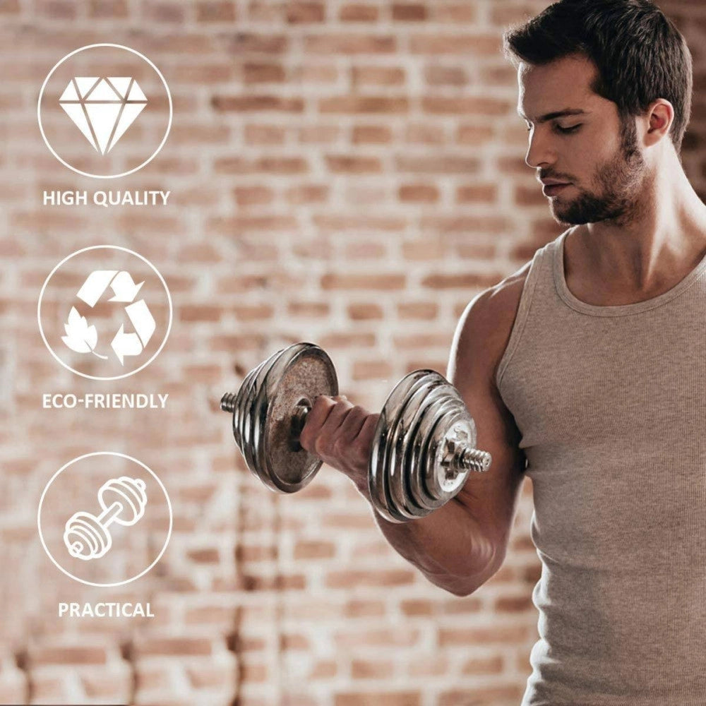 Trade Shop - 2 Manubri Filettati Da 35cm Per Sollevamento Pesi Sport Allenamento Palestra -
