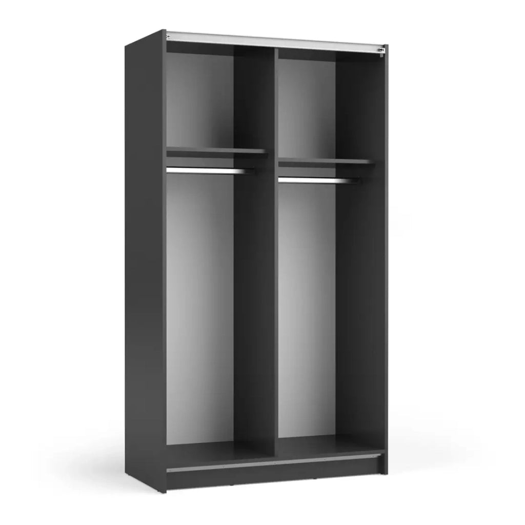 Armadio LYSIA 100 cm nero opaco – 2 porte scorrevoli con specchio