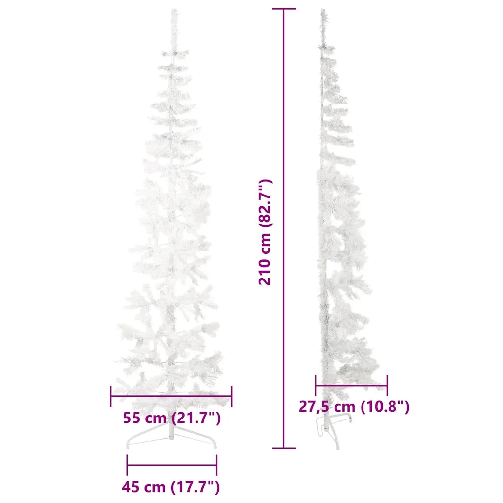 Albero Natale Artificiale Sottile a Metà Supporto Bianco 210 cm 344567