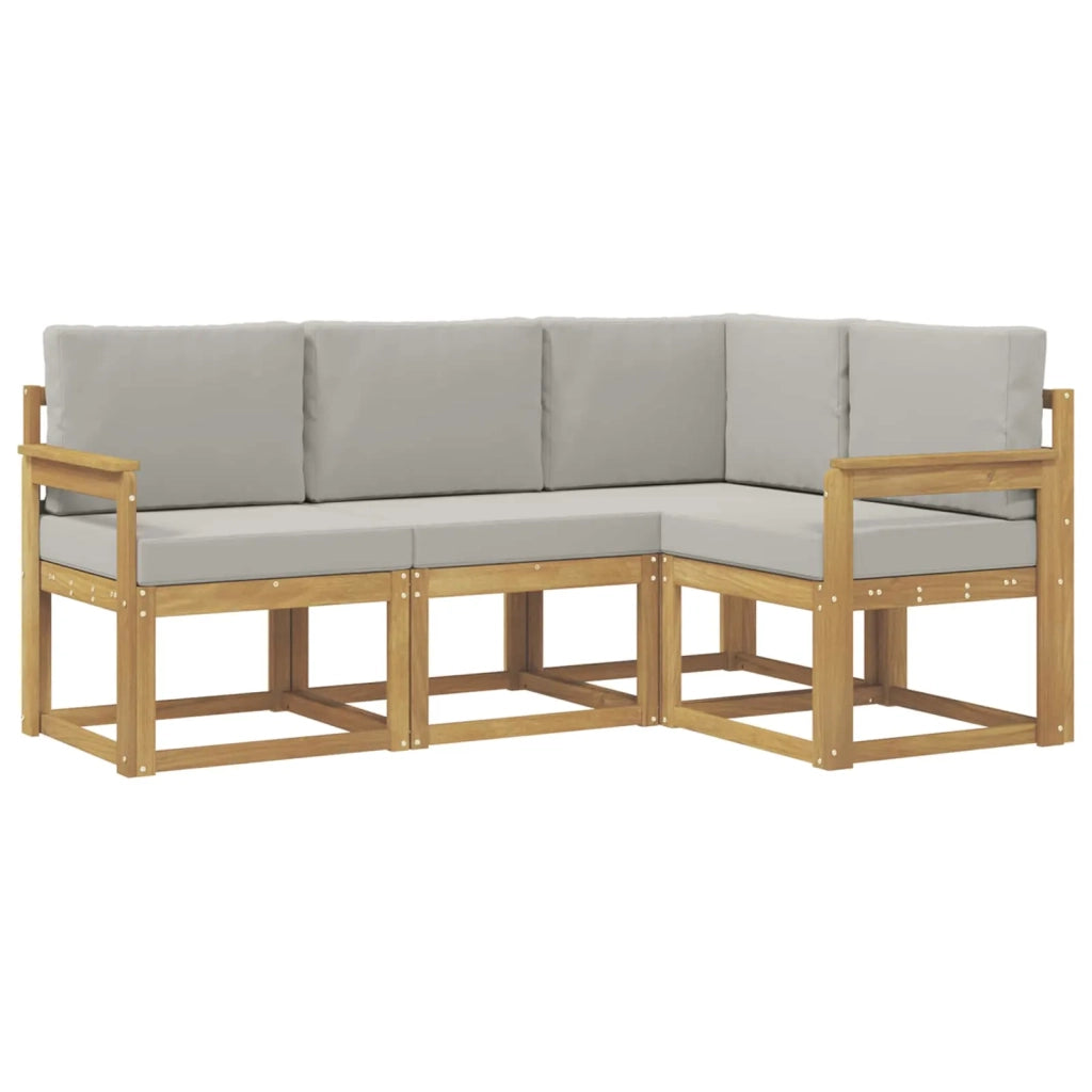 Set di divani da esterno 4 pz Bianco e Grigio Chiaro Poliestere 3387550