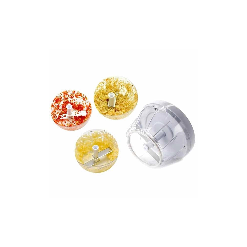 Trade Shop - Tritatutto A Corda Manuale Con Coperchio Tritaverdure Con Cordina Lame Acciaio -