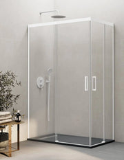 Box doccia ingresso angolare 2+2 THALASSA (BASIC) 100x80 cm Bianco vetro trasparente