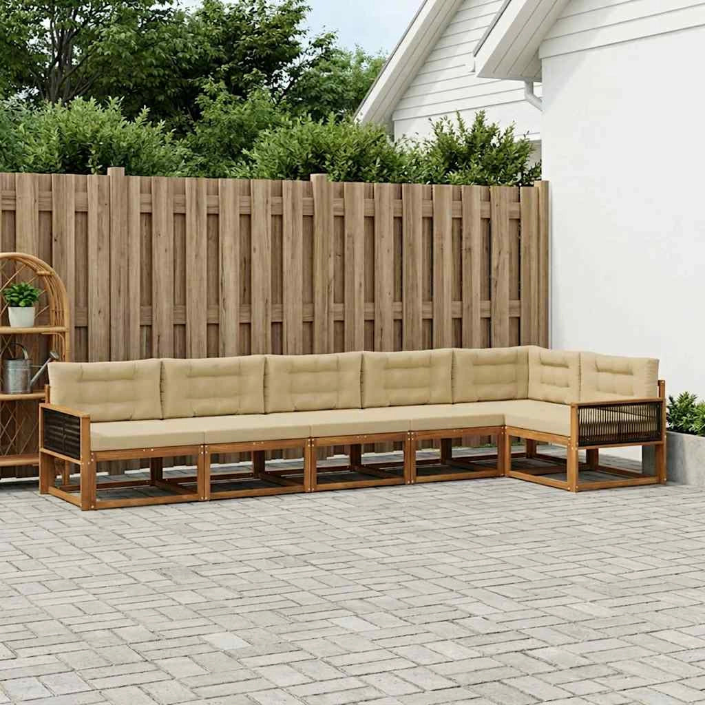 Set di divani da esterno 6 pz Naturale e Beige 3382606